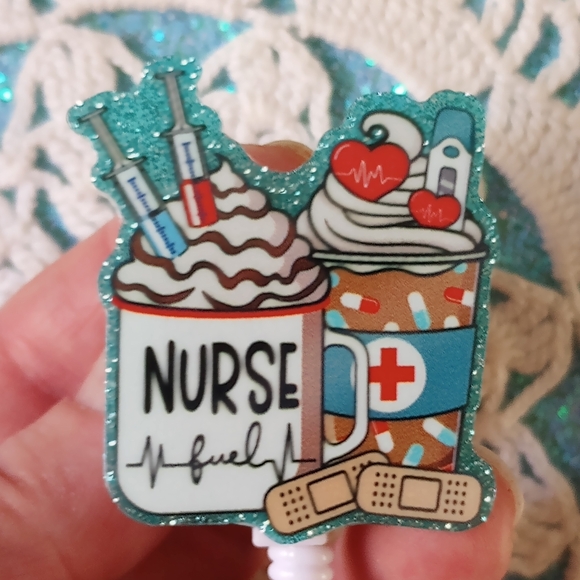 Nurse badge reel, RN, retractable pull badge holder - Picture 2 of 9